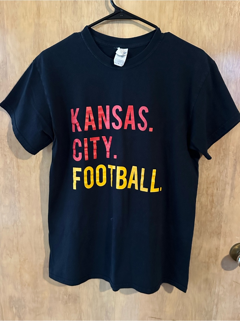Gildan Black Tee with Red & Yellow Kansas City Football Print